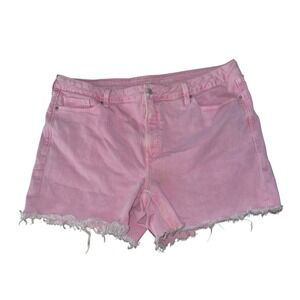 Old Navy High-Rise OG Straight Pink Cuf Off Shorts Size 20 Secret Smooth Pockets